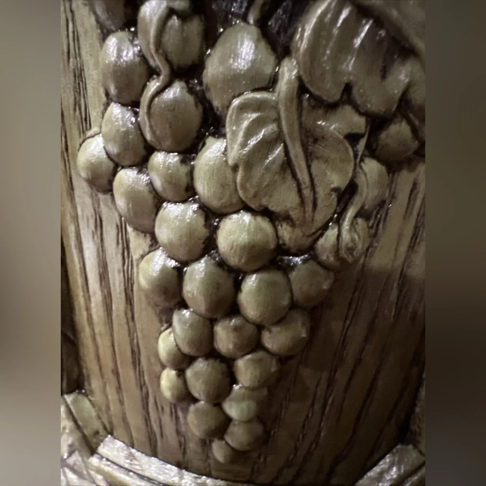Vintage Mid Century Plastic Faux Wood Grain Cocktail Ice Bucket‎ Green Grapes
